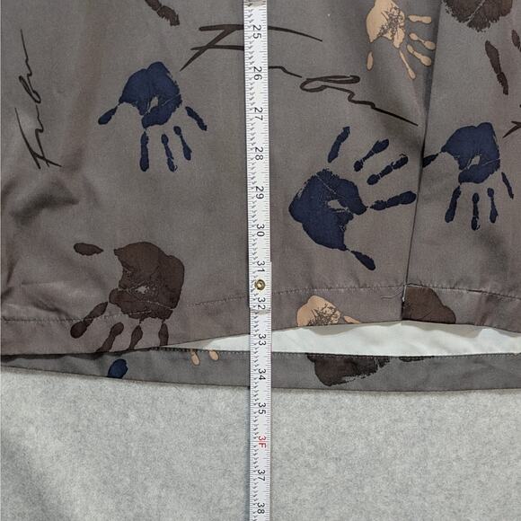 Vintage FUBU Mens XXL Button Up Shirt Gray Short Sleeve Hand Print Graphic - Picture 6 of 8